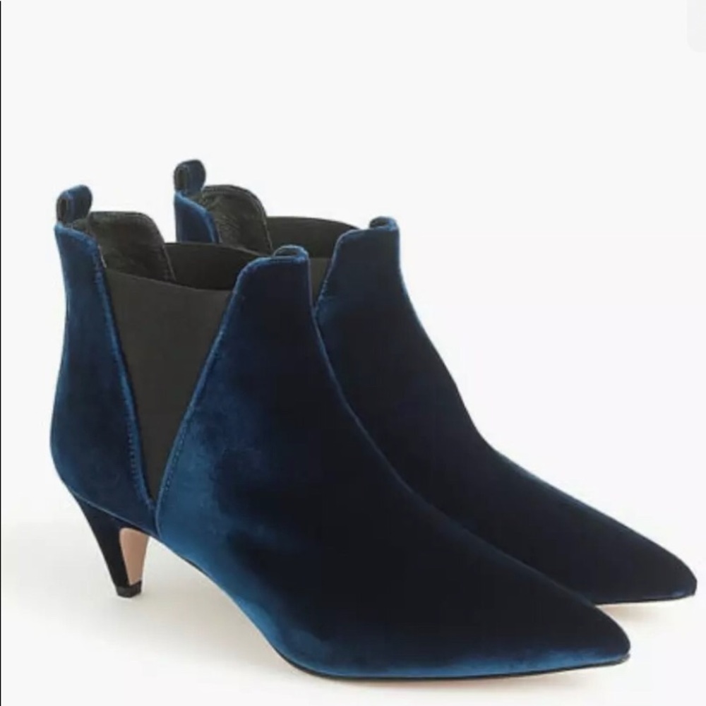 J. Crew Velvet Chelsea Ankle Booties - 8